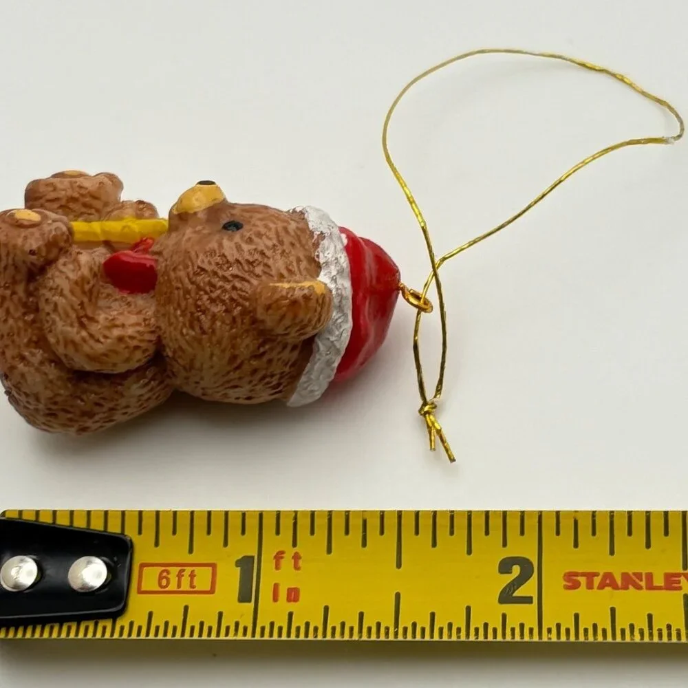 Vintage Santa Claus Teddy Bear Christmas Ornament Mini Holding Candy Cane - Picture 4 of 6
